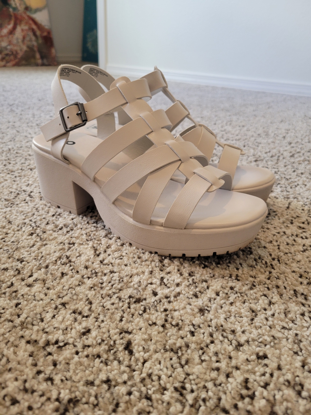 SO Cream Strappy Platform Heeled Sandals